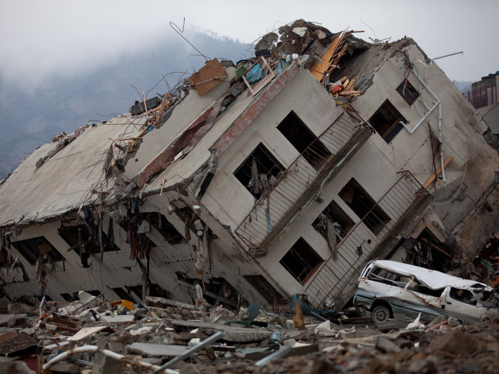 A destroyed building in Onagawa, Miyagi prefecture.