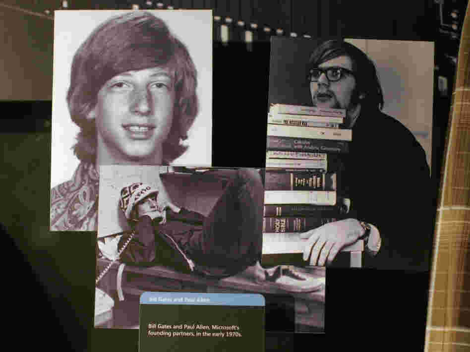 Gates (left) and Allen (right) became friends when they were young. Microsoft's visitor center included photos of them taken in the early '70s.