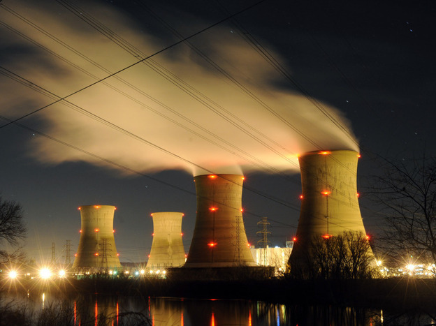 A view of the Three Mile Island power plant near Harrisburg, Pa., site of the worst nuclear accident in U.S. history. In 1979, a reactor at the plant experienced a partial meltdown, but radioactive material never escaped containment.