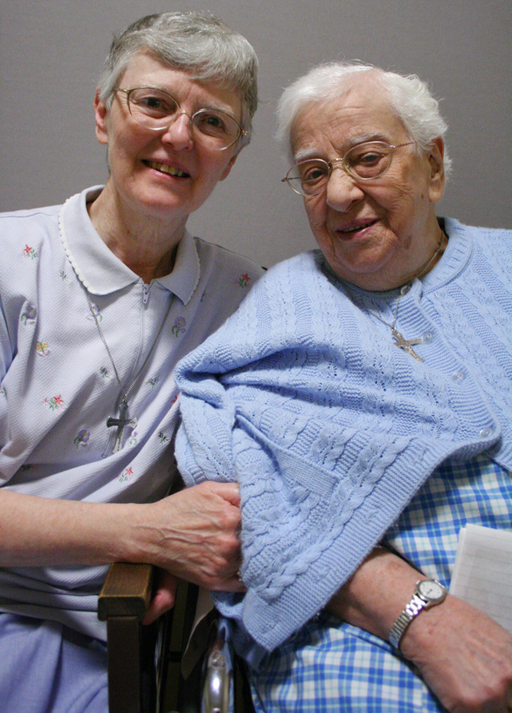 Sister Vincent Cecire (right) spoke to her friend Sister Catherine Garry (left) at StoryCorps in Dobbs Ferry, N.Y.