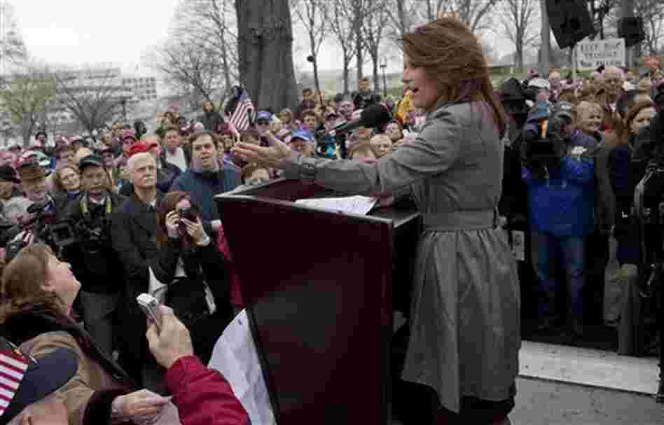 Rep. Michele Bachmann (R-MN) addresses a Tea Party "Continuing Revolution Rally" on Capitol Hill, Thursday, March 31, 2011. Rep. Michele Bachmann (R-MN) addresses a Tea Party "Continuing Revolution Rally" on Capitol Hill, Thursday, March 31, 2011.