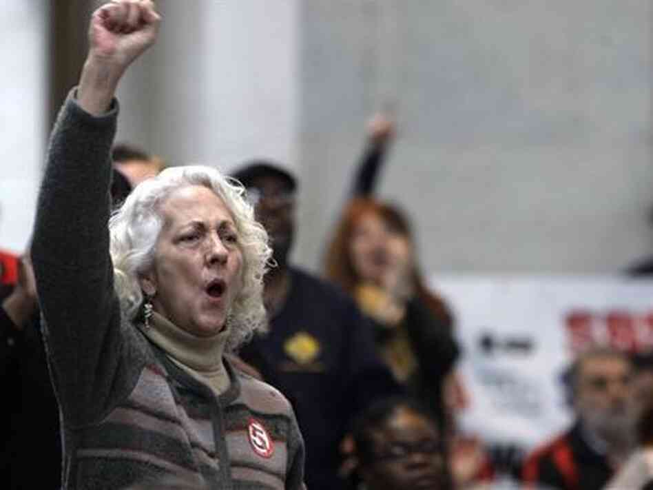 Foes of Ohio legislation that would limit the collective-bargaining rights of public workers unions at the statehouse, Wednesday, March 30, 2011. Foes of Ohio legislation that would limit the collective-bargaining rights of public workers unions at the statehouse, Wednesday, March 30, 2011.