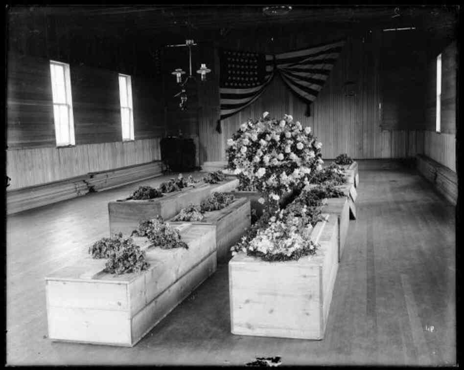 Caskets after Scofield Utah Mine Disaster of 1900