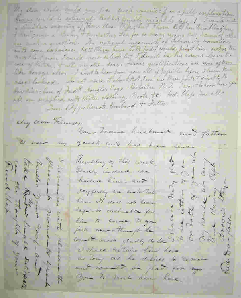John Brown And Frederick Douglas LettersLetters written to his wife while he was visiting Frederick Douglas express John Brown's commitment to abolition, but also his longing to see her and his family. Douglas adds a greeting and reassuring words..
