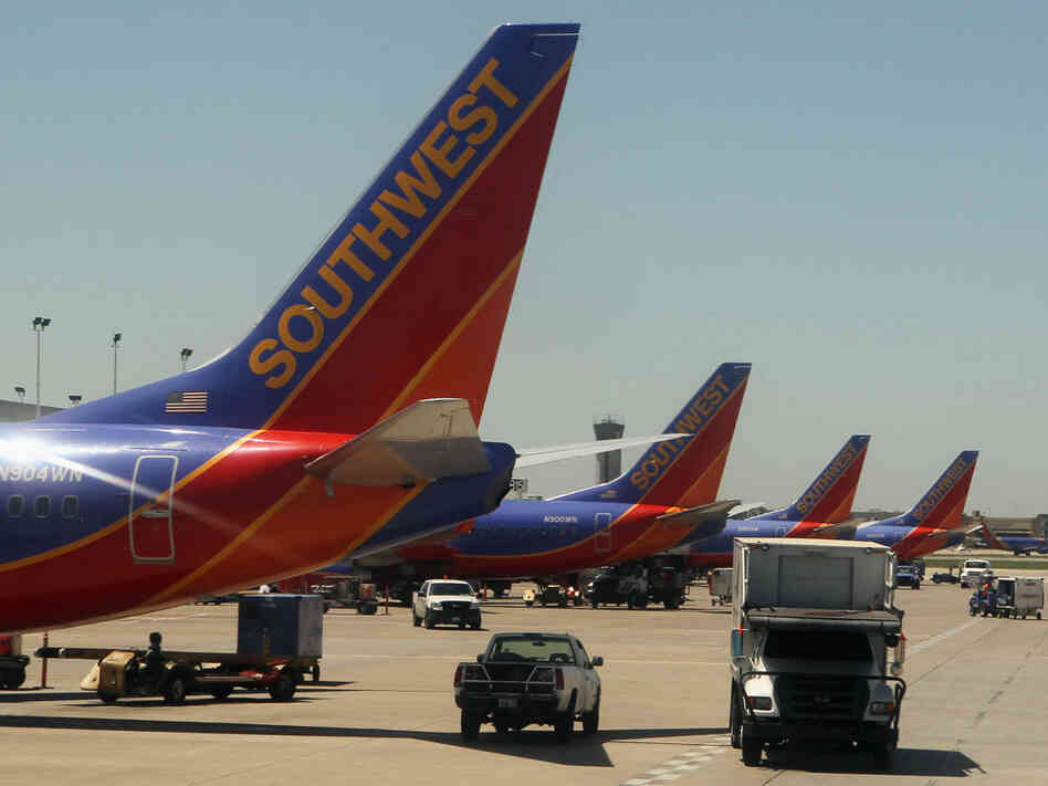A view of Southwest airline jets at Long Island MacArthur Islip airport photographed on November 9, 2010 in New York City. A view of Southwest airline jets at Long Island MacArthur Islip airport photographed on November 9, 2010 in New York City.