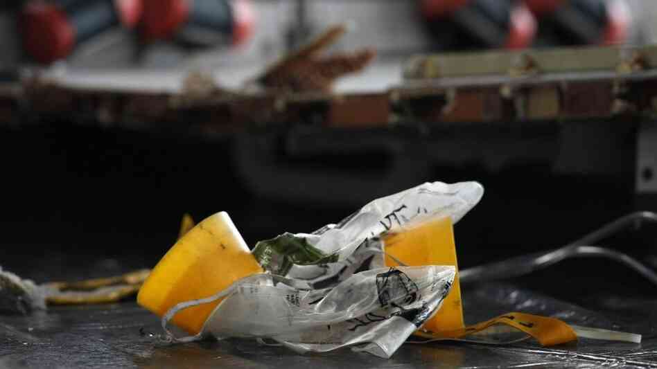 June 12, 2009 file photo: Some of the debris discovered shortly after the crash included this oxygen mask.