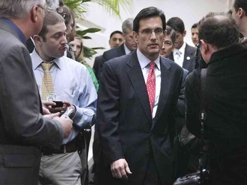 House Majority Leader Rep. Eric Cantor walks to a news conference, April 5, 2011. House Majority Leader Rep. Eric Cantor walks to a news conference, April 5, 2011.