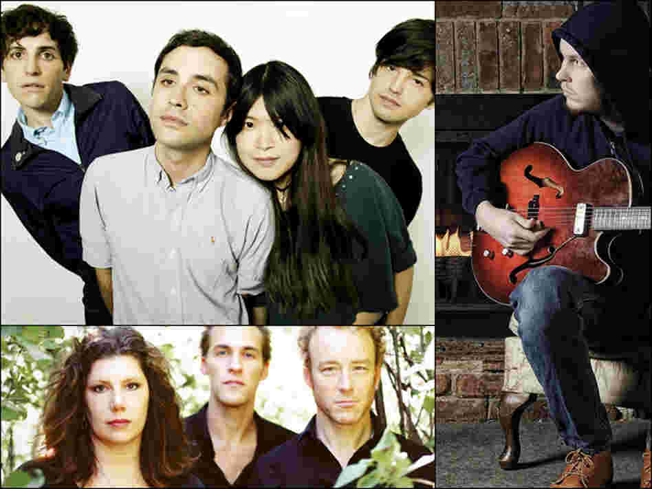 The Pains Of Being Pure At Heart (top left), Low (bottom left), Timber Timbre's Taylor Kirk (right).