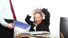 Angry woman at desk. Angry woman at desk.