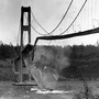 In November 1940, just months after its completion, a large section of the Tacoma Narrows Bridge crashed into Puget Sound in Tacoma, Wash. The bridge collapsed under high winds — a failure that shocked engineers at the time. In November 1940, just months after its completion, a large section of the Tacoma Narrows Bridge crashed into Puget Sound in Tacoma, Wash. The bridge collapsed under high winds — a failure that shocked engineers at the time.