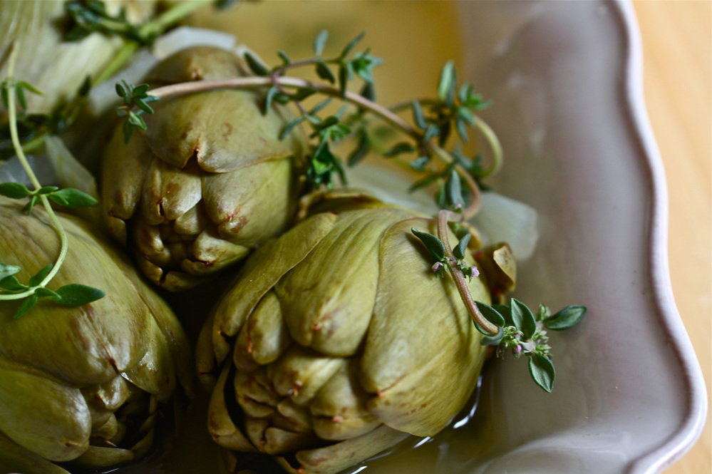Lemon-Thyme Braised Artichokes