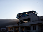 A destroyed bus still sits on a roof of a building in Ishinomaki, Miyagi prefecture. It settled there after the March 11 tsunami that swept over the coast.