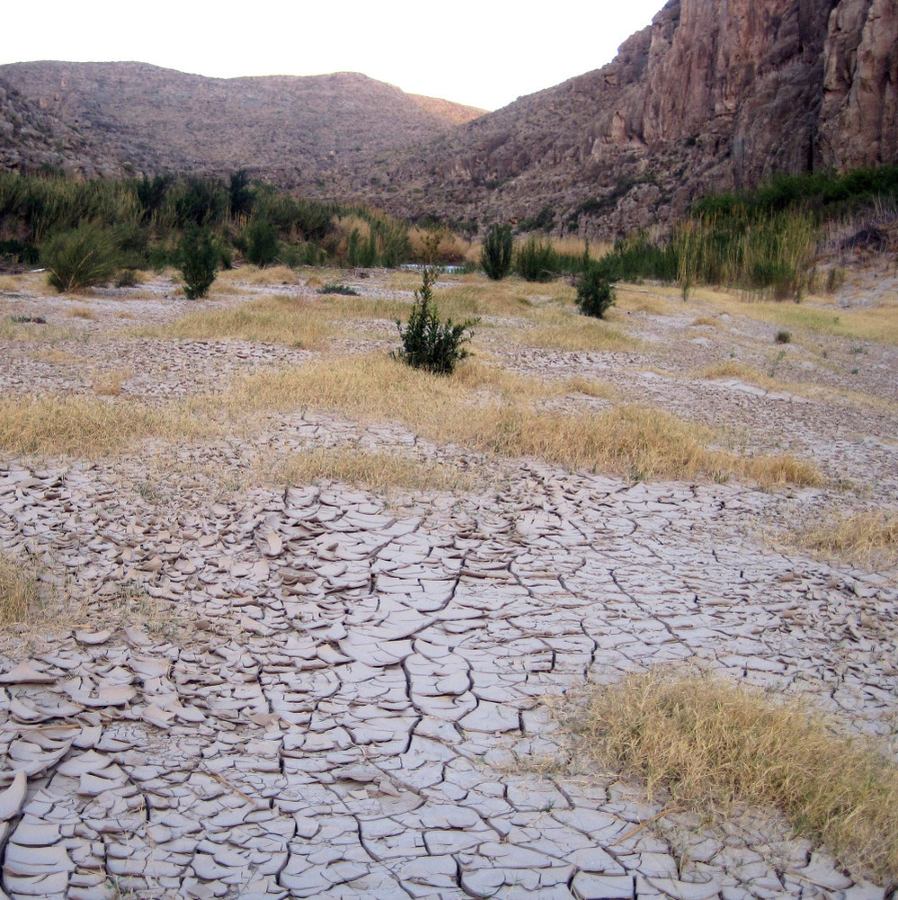 A dry river bed at Big Bend National Park along the banks of the Rio Grande in Texas, where it has not rained since September 2010.