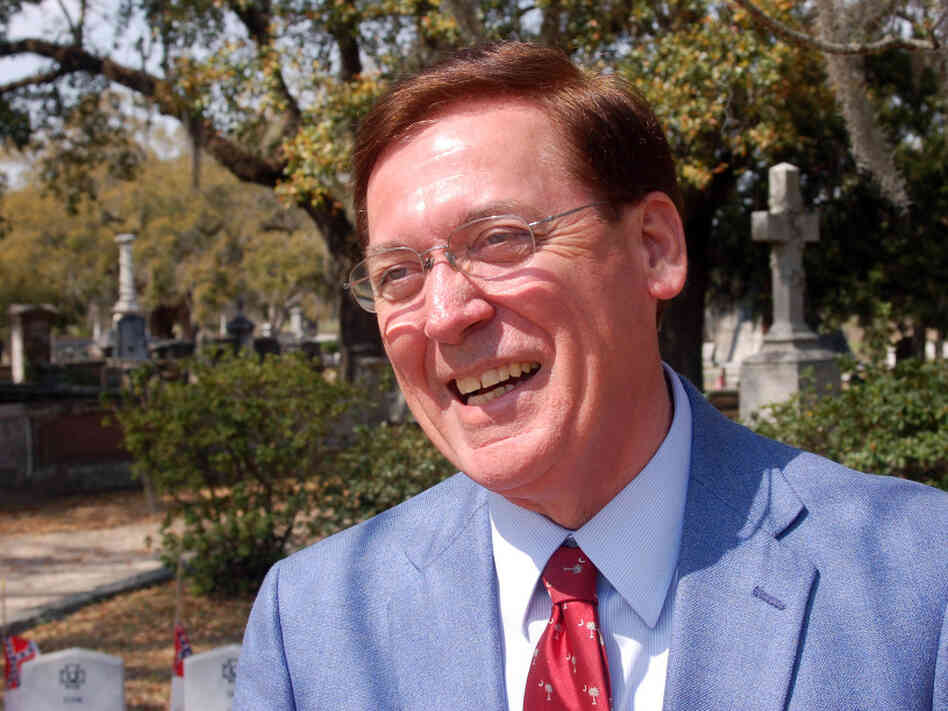 South Carolina state Sen. Glenn McConnell, shown at Charleston's  Magnolia Cemetery, is a Civil War re-enactor. He says he wants to make sure the story of Confederate soldiers doesn't get lost in this year's commemorations. "You don't have to like something," he says, "just tolerate it."