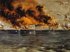 Lithograph of the 1861 bombardment of Fort Sumter in South Carolina's Charleston Harbor. Lithograph of the 1861 bombardment of Fort Sumter in South Carolina's Charleston Harbor.