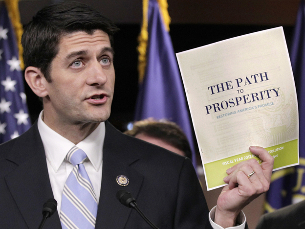House Budget Committee Chairman Paul Ryan (R-WI) presents his 2012 federal budget during a news conference on Capitol Hill on Tuesday.