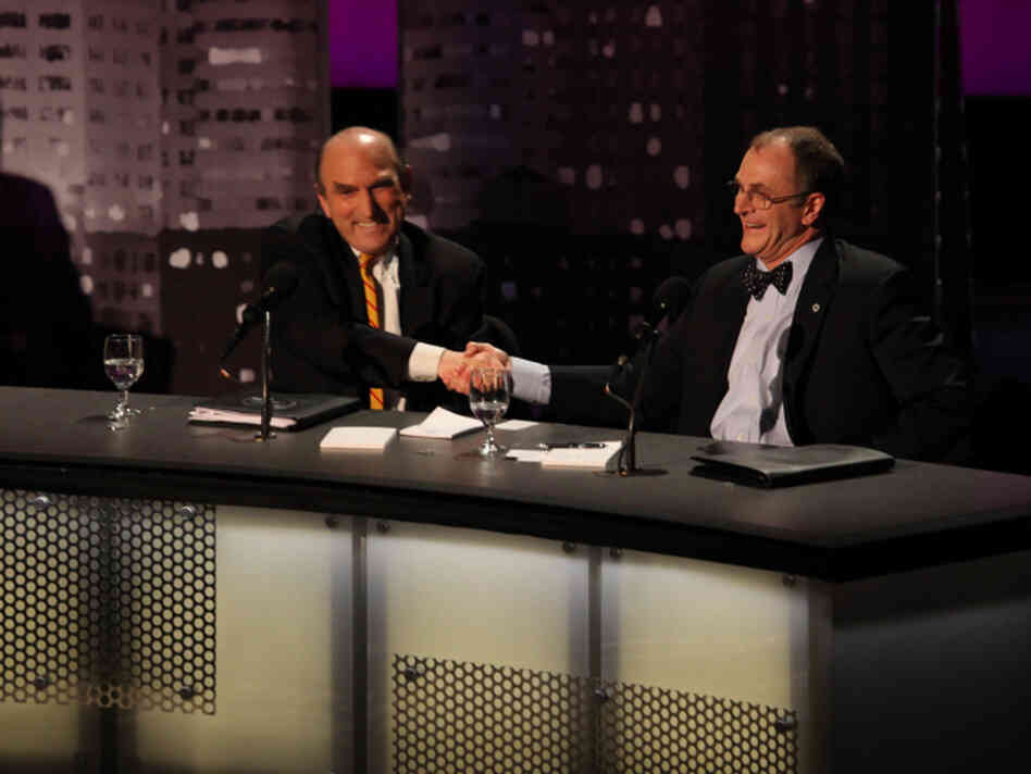 Elliott Abrams and Eliot Cohen argued against the motion "It's Time To Clip America's Global Wings" during an Intelligence Squared U.S. debate at New York University's Skirball Center for the Performing Arts on April 5.