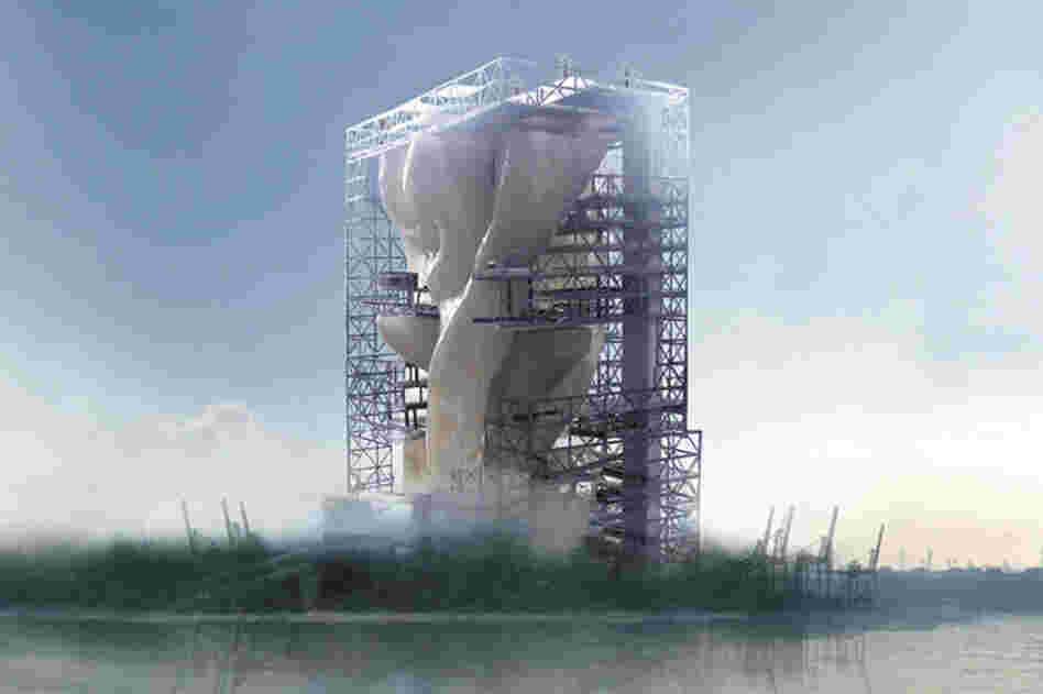 Fish Tower is a prototype for a vertical fish farm that could be up to 30 times more efficient than traditional farms. It was designed as a solution to the substantial decrease of wild fish, which is estimated to peak by 2050. 