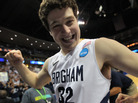 Jimmer Fredette of the Brigham Young Cougars during the third round of the 2011 NCAA men's basketball tournament. Jimmer Fredette of the Brigham Young Cougars during the third round of the 2011 NCAA men's basketball tournament.