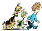 In this illustration from a story called "Steak for Supper," a crew of creatures follow a boy home in hopes of getting a steak dinner. The story is one of seven rediscovered Dr. Seuss shorts from The Bippolo Seed. In this illustration from a story called "Steak for Supper," a crew of creatures follow a boy home in hopes of getting a steak dinner. The story is one of seven rediscovered Dr. Seuss shorts from The Bippolo Seed.