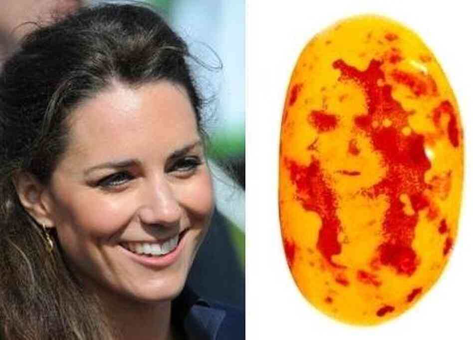 Kate Middleton, and the jelly bean that some say looks like her. Image of the candy from Small World News Service. Photo of Middleton by Andrew Yates/Getty Images. Kate Middleton, and the jelly bean that some say looks like her. Image of the candy from Small World News Service. Photo of Middleton by Andrew Yates/Getty Images.