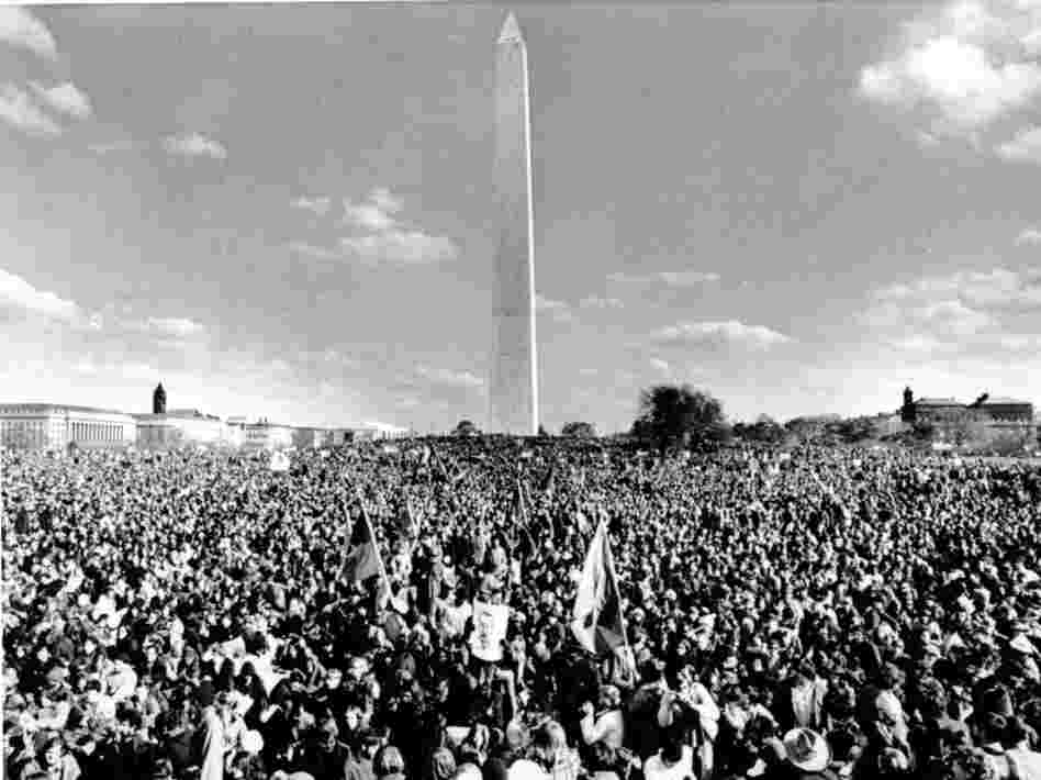 A crowd of demonstrators gather at the Washington Monument for a rally to protest the Vietnam War on Nov. 15, 1969. A crowd of demonstrators gather at the Washington Monument for a rally to protest the Vietnam War on Nov. 15, 1969.