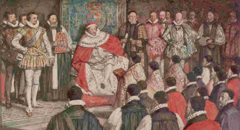 The King James Bible, published in 1611, celebrates its 400th birthday this year. Above, a 1754 illustration depicts a group of robed translators presenting a bible to King James I. The king commissioned the new translation in 1604, and for the next seven years, 47 scholars and theologians worked through the Bible line by line.