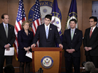 House Budget Committee Chairman Paul Ryan of Wisconsin, pictured with fellow Republicans at a news conference, said this week that "the biggest threat to Medicare is the status quo and the people defending it." House Budget Committee Chairman Paul Ryan of Wisconsin, pictured with fellow Republicans at a news conference, said this week that "the biggest threat to Medicare is the status quo and the people defending it."