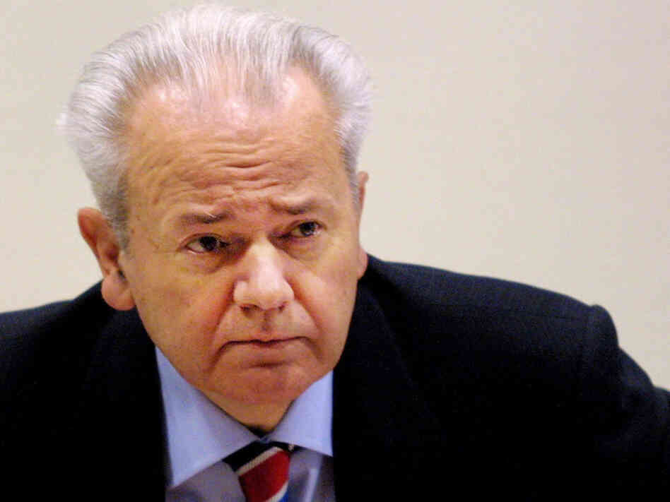 Former Yugoslavia President Slobodan Milosevic is pictured at the U.N. War Crimes Tribunal in The Hague, Netherlands, on Feb, 15, 2002. Former Yugoslavia President Slobodan Milosevic is pictured at the U.N. War Crimes Tribunal in The Hague, Netherlands, on Feb, 15, 2002.