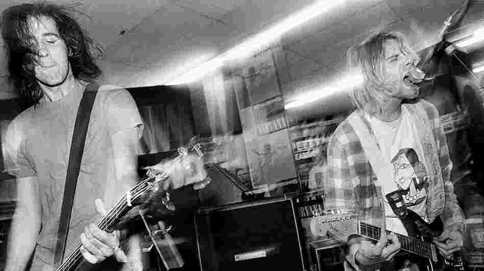 Krist Novoselic and Kurt Cobain play at Beehive Records in Seattle to celebrate the release of Nevermind in September 1991. Krist Novoselic and Kurt Cobain play at Beehive Records in Seattle to celebrate the release of Nevermind in September 1991.
