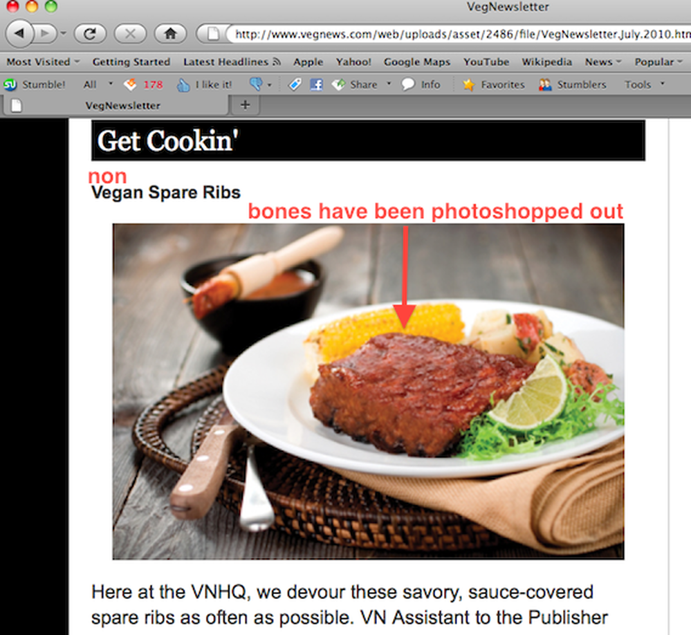 The spareribs as they appear on VegNews.