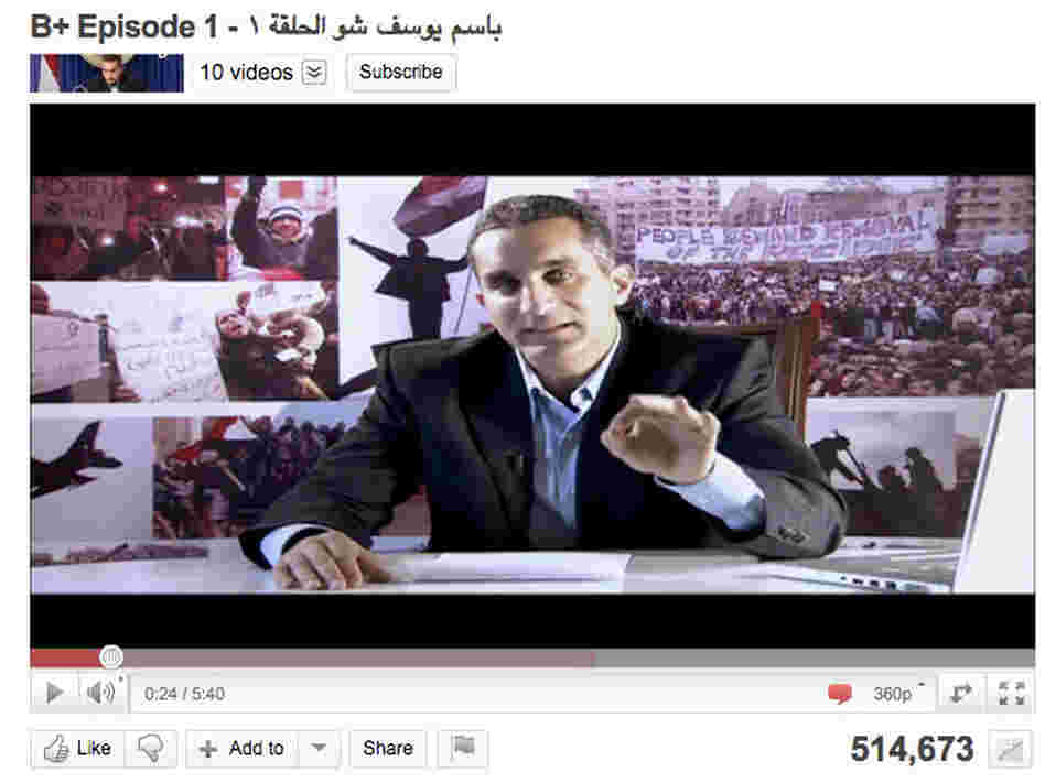A screen grab of the Bassem Youssef Show from YouTube. A screen grab of the Bassem Youssef Show from YouTube.
