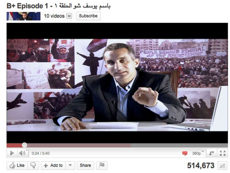 A screen grab of the Bassem Youssef Show from YouTube. A screen grab of the Bassem Youssef Show from YouTube.