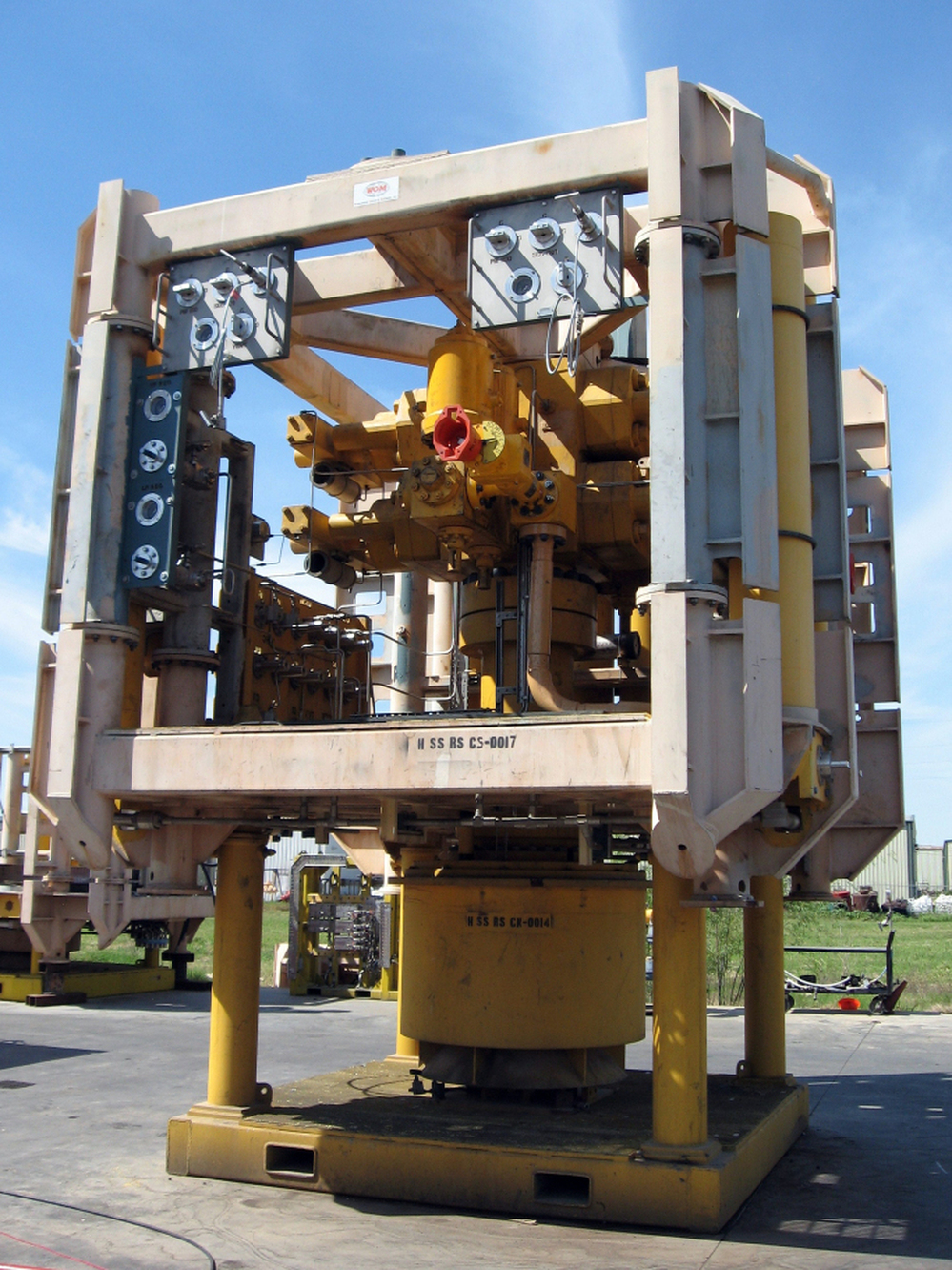 The Helix Well Containment Group's capping stack is stored in an equipment yard in Houston  and can be transported by truck to a dock within hours.