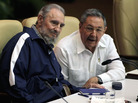 Fidel Castro, left, and his brother Raul at today's Communist Party Congress in Havana. Fidel Castro, left, and his brother Raul at today's Communist Party Congress in Havana.