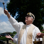 Monsignor Frederic Brunet blesses the boat the Maycie Brooke before climbing aboard the vessel to begin the boat blessing parade, in Chauvin, La. Monsignor Frederic Brunet blesses the boat the Maycie Brooke before climbing aboard the vessel to begin the boat blessing parade, in Chauvin, La.