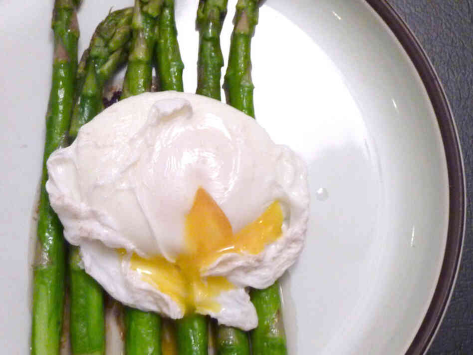 Pan Roasted Asparagus, Poached Eggs And Miso Butter