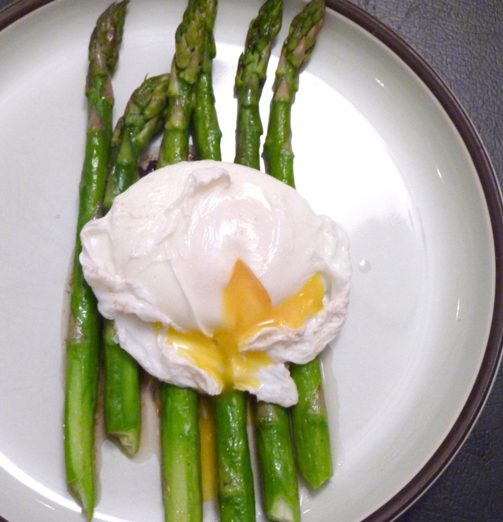 Pan Roasted Asparagus, Poached Eggs And Miso Butter