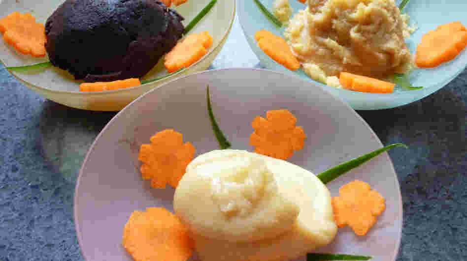 Above, three types of miso, or fermented soybean paste commonly used in Asian cooking, are on display.