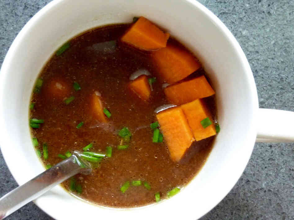 Dark Miso Soup With Sweet Potato