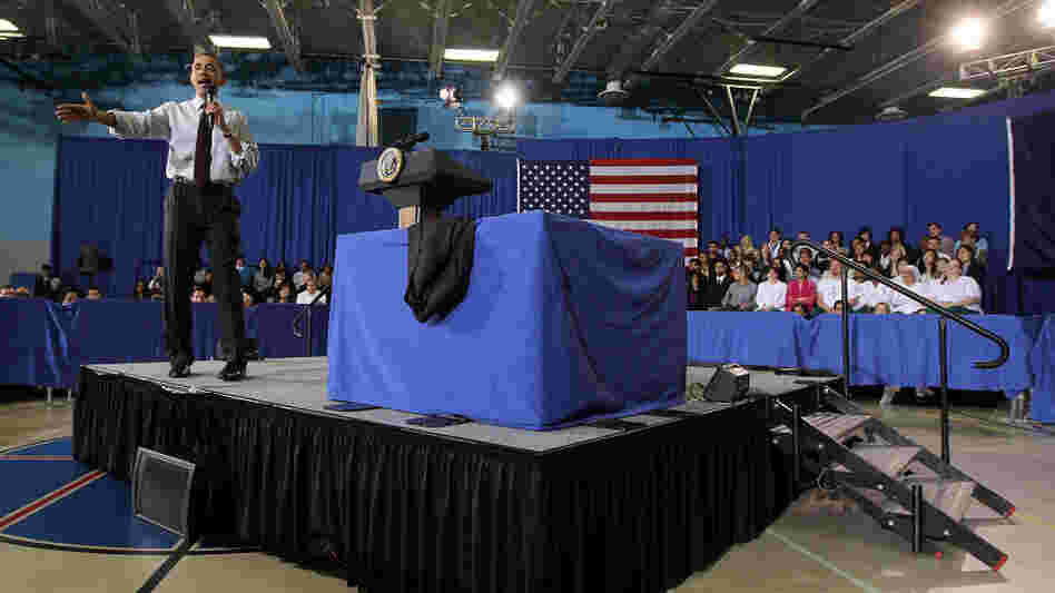 President Obama at today's town hall in Annandale, Va.