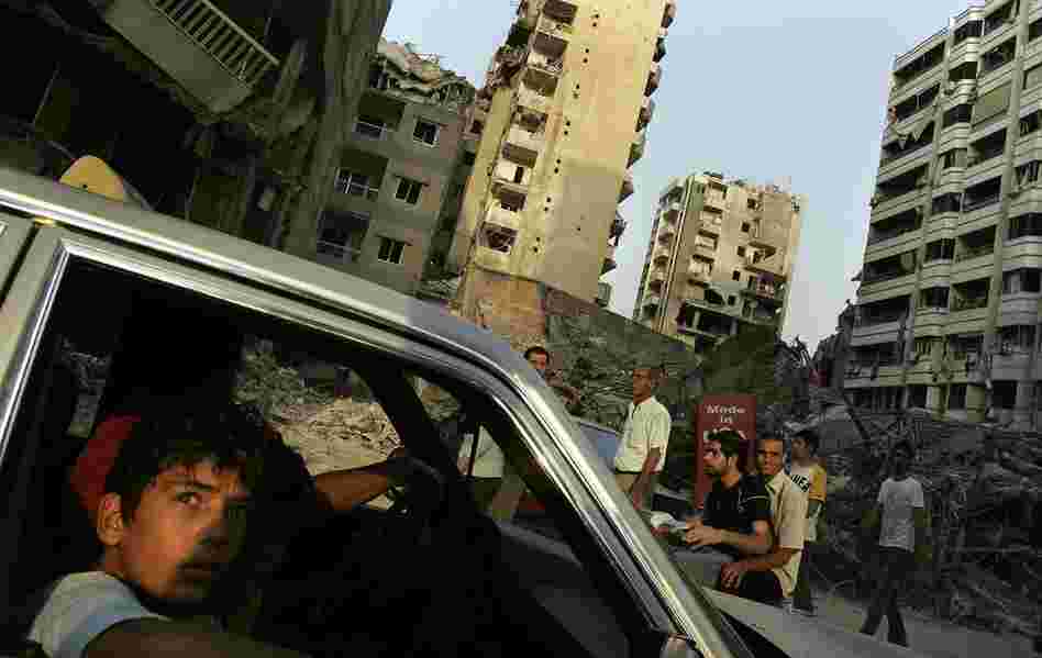 A boy looks out at the destruction in Beirut's southern suburbs, Aug. 21, 2006.