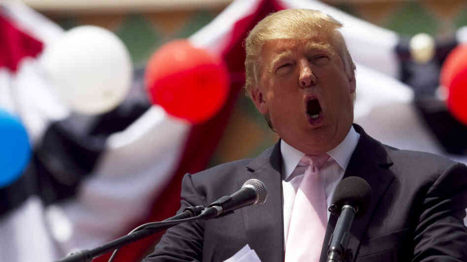 Billionaire Donald Trump speaks to a crowd at the 2011 Palm Beach County Tax Day Tea Party.