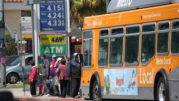 A gas station with fuel prices in the $4 range in Los Angeles on April 11. With the price of gas above $3.50 a gallon in all but one state, there are signs that Americans are cutting back on driving, reversing a steady increase in demand for fuel as the economy improves. A gas station with fuel prices in the $4 range in Los Angeles on April 11. With the price of gas above $3.50 a gallon in all but one state, there are signs that Americans are cutting back on driving, reversing a steady increase in demand for fuel as the economy improves.
