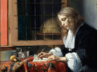 Metsu's 1664 painting A Man Writing a Letter depicts a handsome young scribe penning his correspondence in an opulent study. Metsu's 1664 painting A Man Writing a Letter depicts a handsome young scribe penning his correspondence in an opulent study.