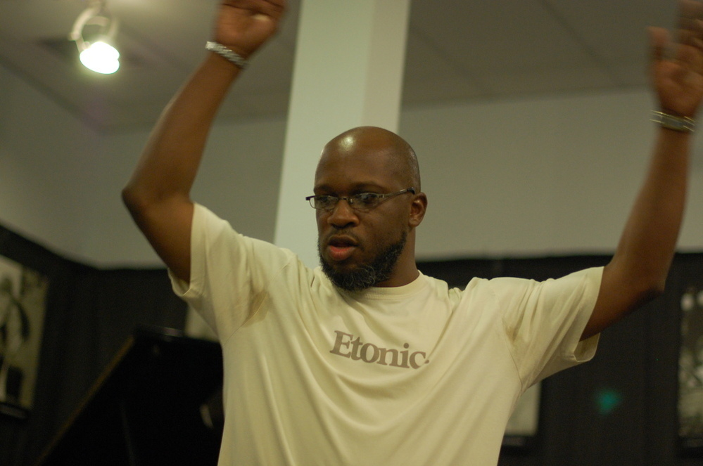 Orrin Evans conducts the Captain Black Big Band at WBGO in Newark, N.J.