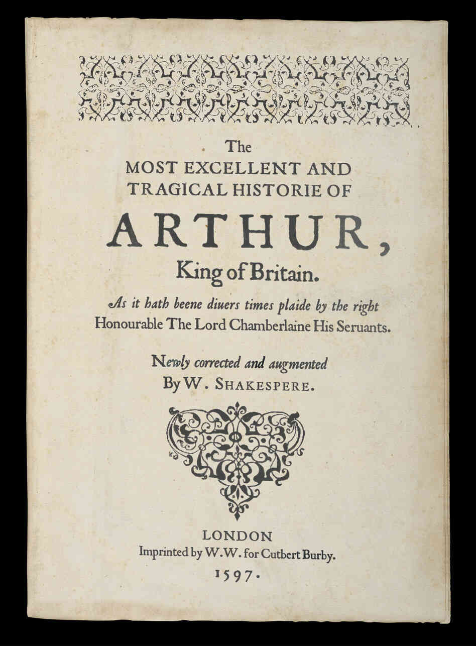 The first page of the folio discovered in The Tragedy of Arthur, a new book by Arthur Phillips. The first page of the folio discovered in The Tragedy of Arthur, a new book by Arthur Phillips.