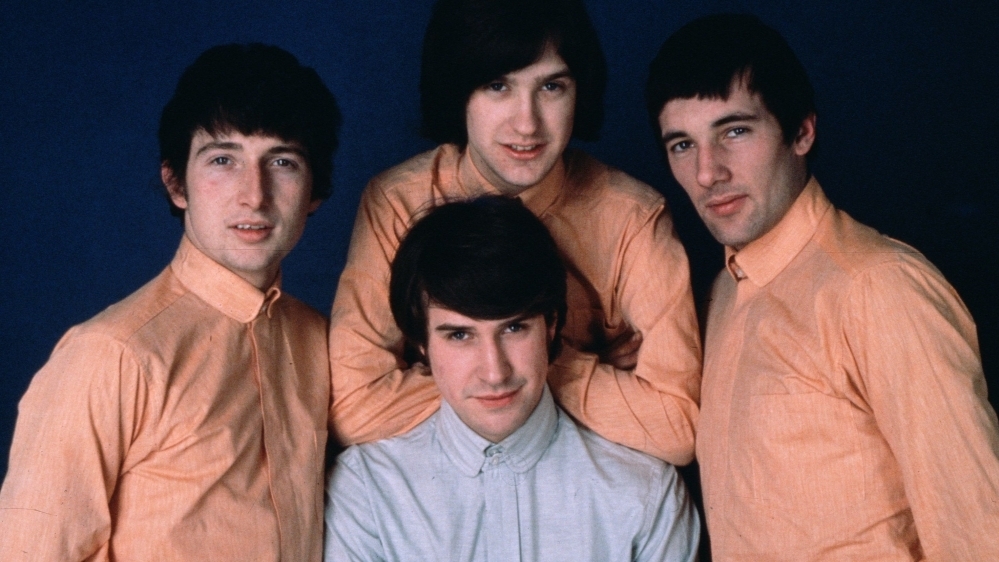 The Kinks, from left to right clockwise: Pete Quaife, Dave Davies, Mick Avory and Ray Davies, front and center.