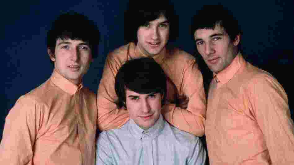 The Kinks, from left to right clockwise: Pete Quaife, Dave Davies, Mick Avory and Ray Davies, front and center.