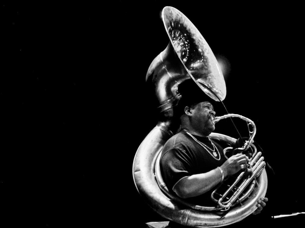 Kirk Joseph of Dirty Dozen Brass Band on sousaphone.